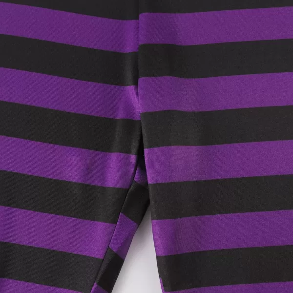 Noomelfish Girls Printed Leggings Soft Full Length Stretch Pants 412 YearsPurple and Black Striped