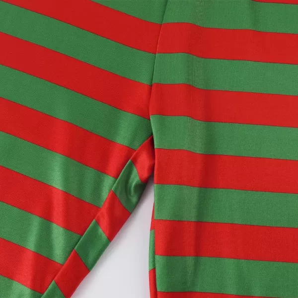 Noomelfish Girls Printed Leggings Soft Full Length Stretch Pants 412 YearsRed and Green Striped
