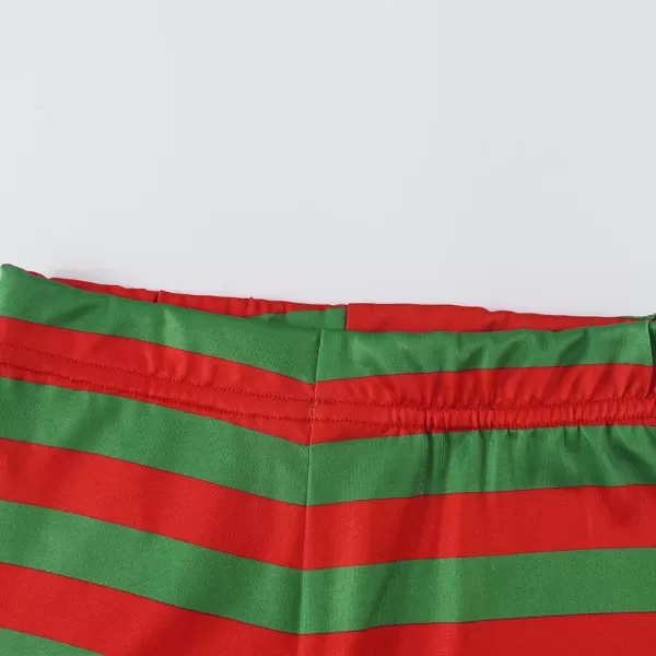 Noomelfish Girls Printed Leggings Soft Full Length Stretch Pants 412 YearsRed and Green Striped