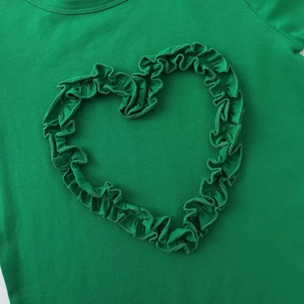 Noomelfish Girls Ruffle Heart TShirts Cute Short Sleeve Tee Tops 312 YearsGreensolid