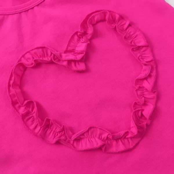 Noomelfish Girls Ruffle Heart TShirts Cute Short Sleeve Tee Tops 312 YearsRose