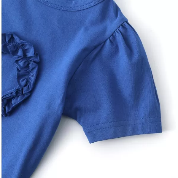 Noomelfish Girls Ruffle Heart TShirts Cute Short Sleeve Tee Tops 312 YearsRoyal Blue