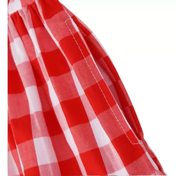 Noomelfish Girls Sleeveless Plaid Dress Casual Ruffle Tiered Sundress with Pockets 312 YearsRed Check Gingham