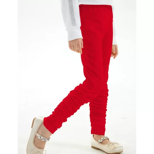 Noomelfish Girls Stacked Cotton Leggings Soft Stretchy Yoga Pants 412 YearsRed