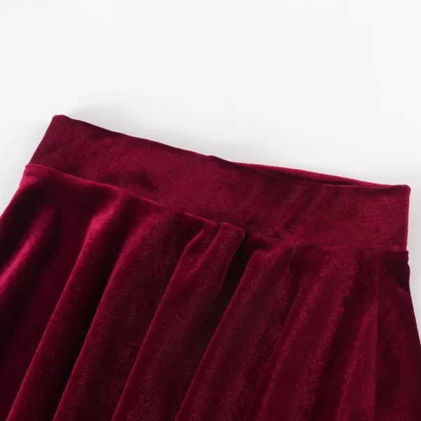 Noomelfish Girls Velvet Stretch Mini Flared Pleated Skater Skirt 412 YearsBurgundy