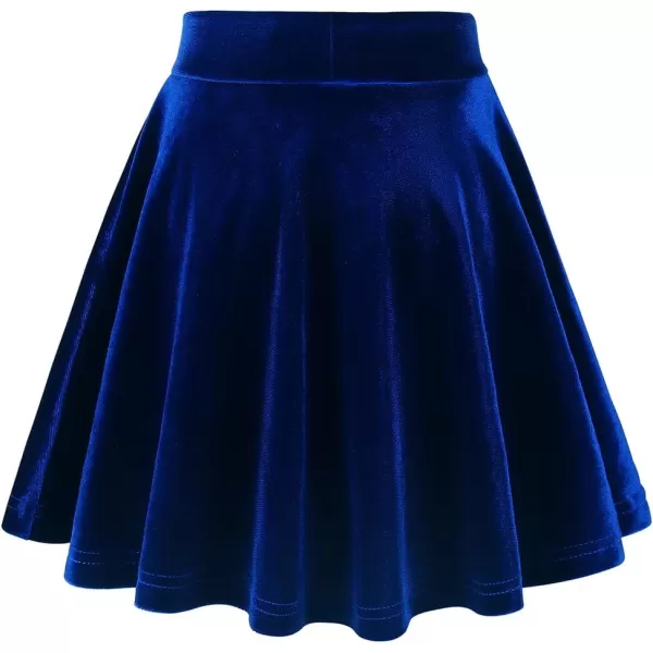 Noomelfish Girls Velvet Stretch Mini Flared Pleated Skater Skirt 412 YearsRoyal Blue