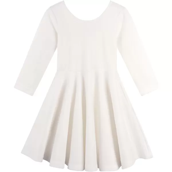 Noomelfish Girls 34 Sleeve Velvet Twirly Dress Casual Skater Dresses with Pockets 412 YearsWhite