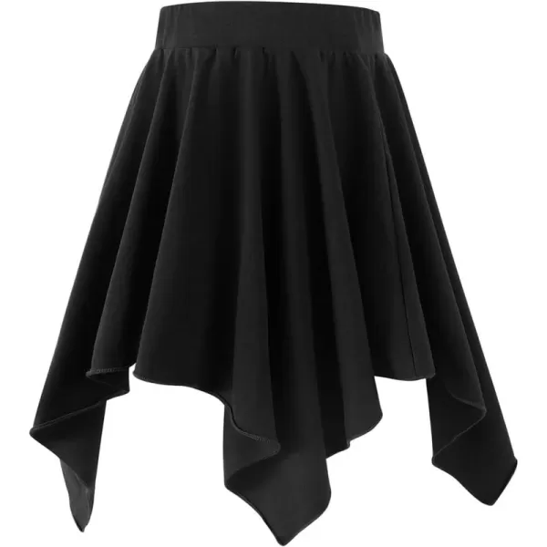 Noomelfish Girls Cotton Handkerchief Hem Twirl Skirt Mini Stretch Dance Skirts 512 YearsBlack