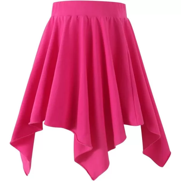Noomelfish Girls Cotton Handkerchief Hem Twirl Skirt Mini Stretch Dance Skirts 512 YearsHot Pink