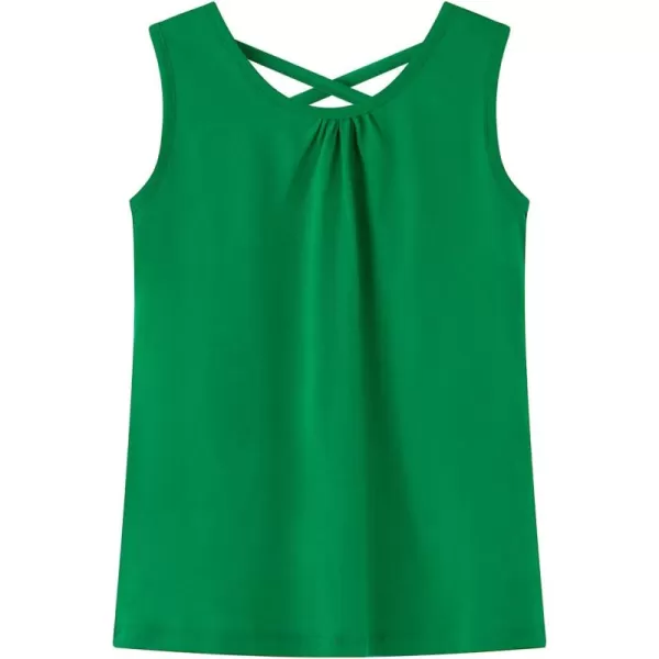 Noomelfish Girls Criss Cross Back Tank Tops Soft Jersey Cotton sleeveless shirts 312 YearsGreen