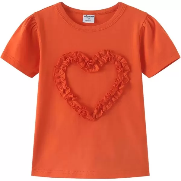 Noomelfish Girls Ruffle Heart TShirts Cute Short Sleeve Tee Tops 312 YearsOrange