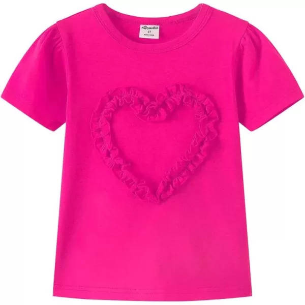 Noomelfish Girls Ruffle Heart TShirts Cute Short Sleeve Tee Tops 312 YearsRose