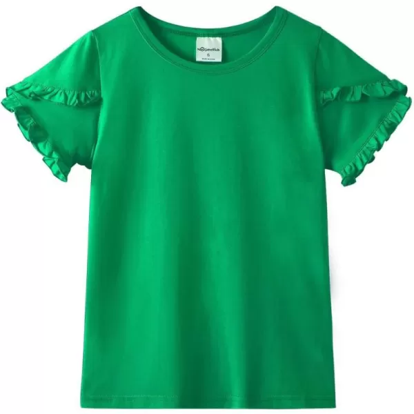 Noomelfish Girls Ruffle Short Sleeve TShirts Summer Casual Tee Tops Blouse 512 YearsGreen