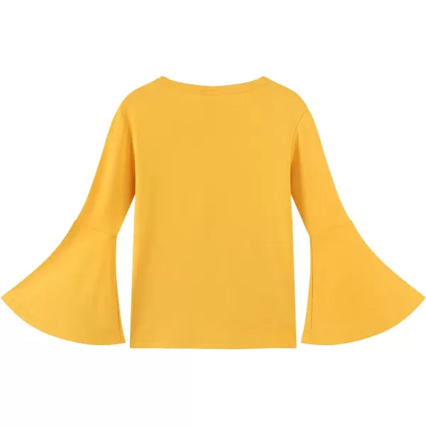 Noomelfish Girls Long Bell Sleeve Top Cute Western Shirts Blouse 512 YearsGold Yellow