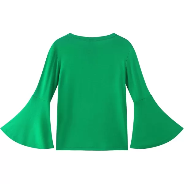 Noomelfish Girls Long Bell Sleeve Top Cute Western Shirts Blouse 512 YearsGreen