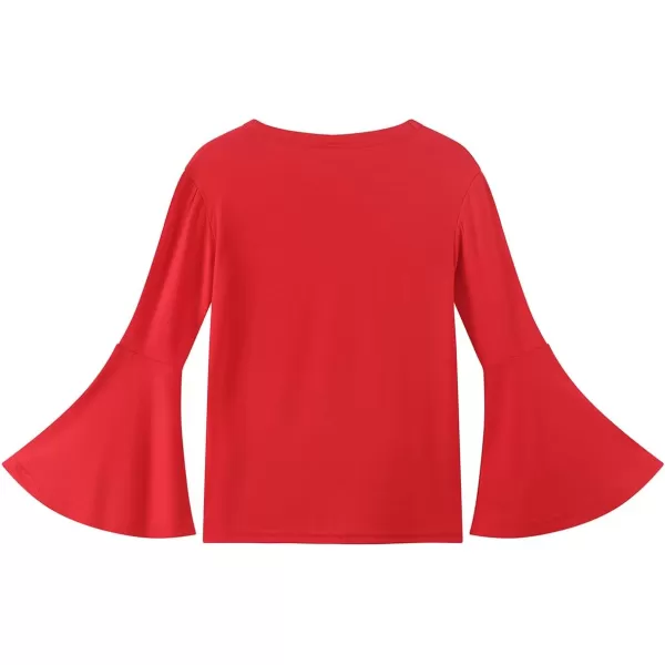 Noomelfish Girls Long Bell Sleeve Top Cute Western Shirts Blouse 512 YearsRed