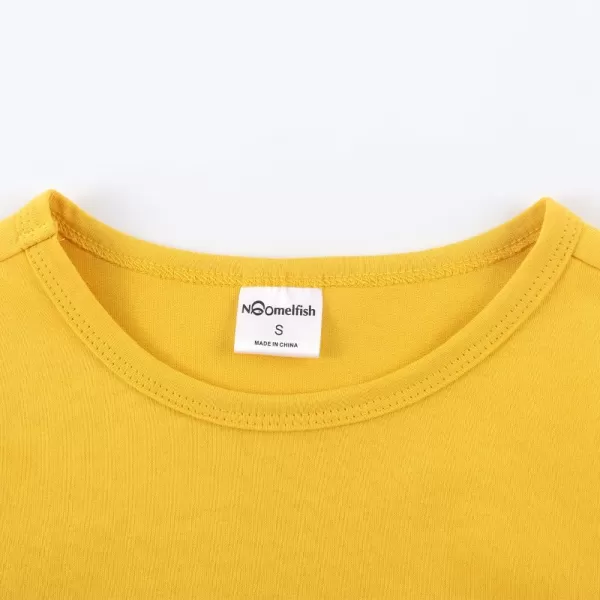 Noomelfish Girls Long Sleeve Heart Pocket TShirts Casual Cotton Tee Tops Blouse 512 YearsGlod Yellow