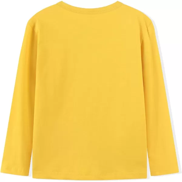 Noomelfish Girls Long Sleeve Heart Pocket TShirts Casual Cotton Tee Tops Blouse 512 YearsGlod Yellow
