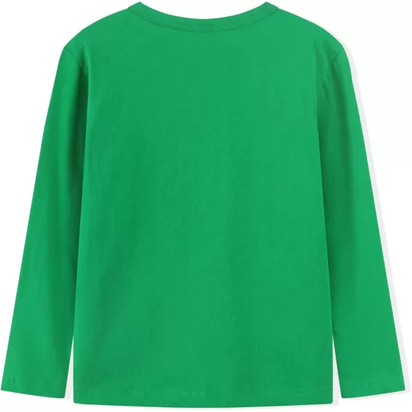 Noomelfish Girls Long Sleeve Heart Pocket TShirts Casual Cotton Tee Tops Blouse 512 YearsGreen
