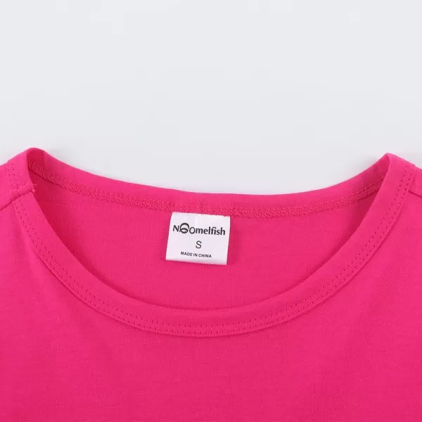 Noomelfish Girls Long Sleeve Heart Pocket TShirts Casual Cotton Tee Tops Blouse 512 YearsHot Pink