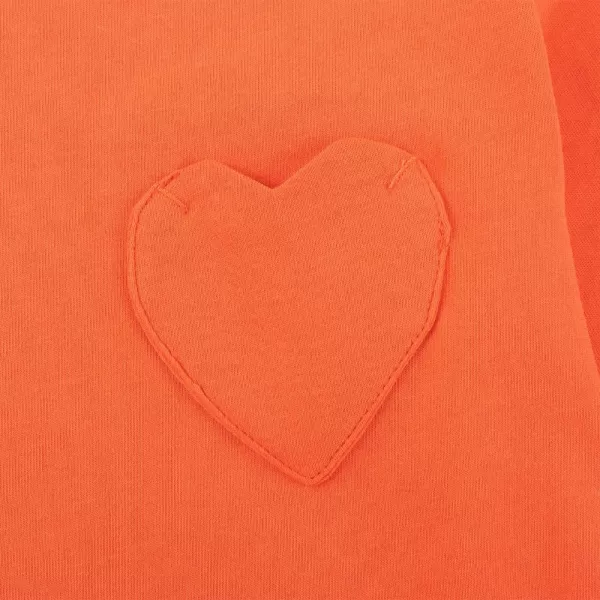 Noomelfish Girls Long Sleeve Heart Pocket TShirts Casual Cotton Tee Tops Blouse 512 YearsOrange