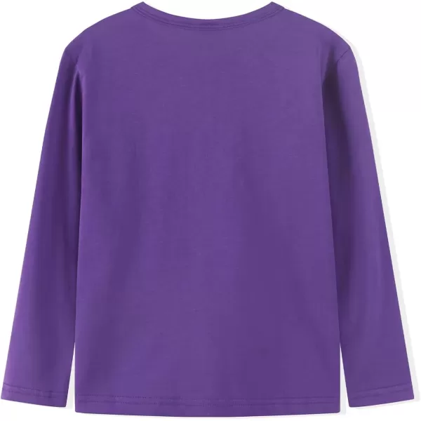 Noomelfish Girls Long Sleeve Heart Pocket TShirts Casual Cotton Tee Tops Blouse 512 YearsPurple