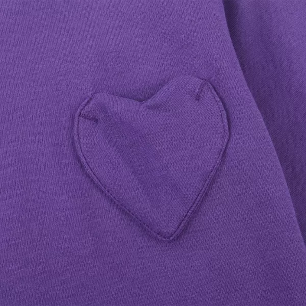 Noomelfish Girls Long Sleeve Heart Pocket TShirts Casual Cotton Tee Tops Blouse 512 YearsPurple