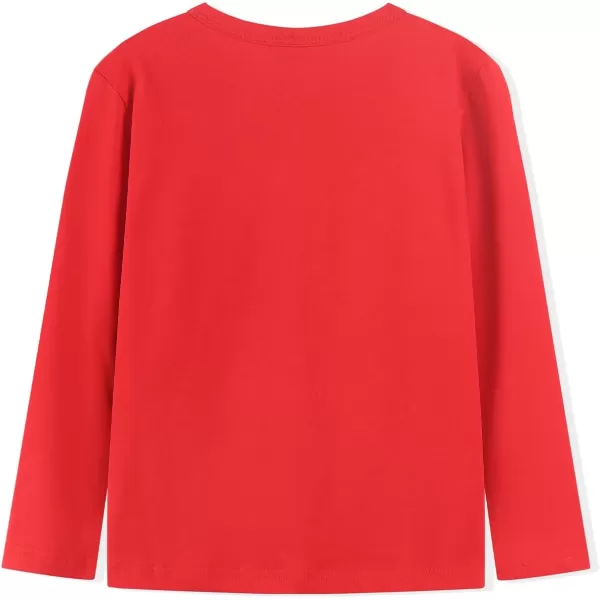 Noomelfish Girls Long Sleeve Heart Pocket TShirts Casual Cotton Tee Tops Blouse 512 YearsRed