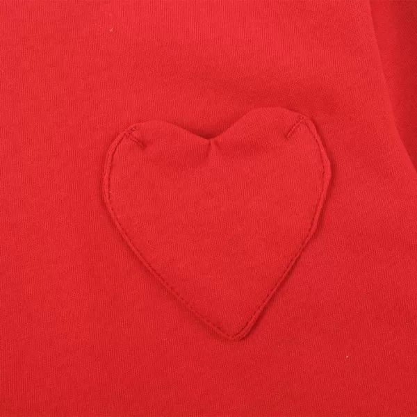 Noomelfish Girls Long Sleeve Heart Pocket TShirts Casual Cotton Tee Tops Blouse 512 YearsRed