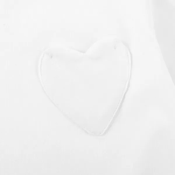 Noomelfish Girls Long Sleeve Heart Pocket TShirts Casual Cotton Tee Tops Blouse 512 YearsWhite