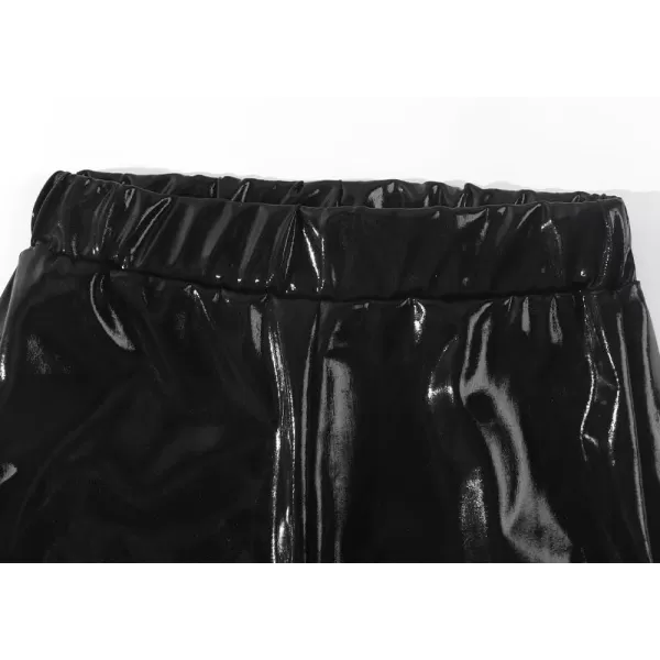 Noomelfish Girls Metallic Flare Leggings Pants Kids Yoga Disco Dance Bell Bottoms 512 YearsBlack