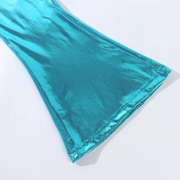 Noomelfish Girls Metallic Flare Leggings Pants Kids Yoga Disco Dance Bell Bottoms 512 YearsBlue