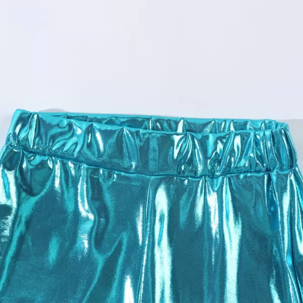 Noomelfish Girls Metallic Flare Leggings Pants Kids Yoga Disco Dance Bell Bottoms 512 YearsBlue