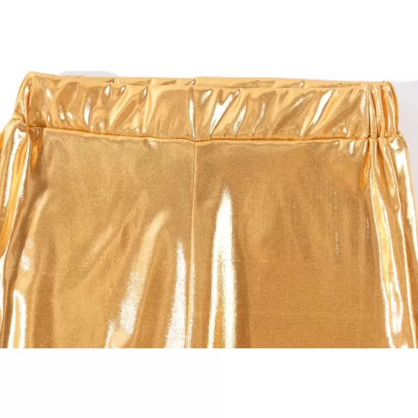 Noomelfish Girls Metallic Flare Leggings Pants Kids Yoga Disco Dance Bell Bottoms 512 YearsGold Yellow