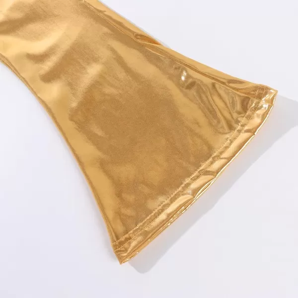 Noomelfish Girls Metallic Flare Leggings Pants Kids Yoga Disco Dance Bell Bottoms 512 YearsGold Yellow