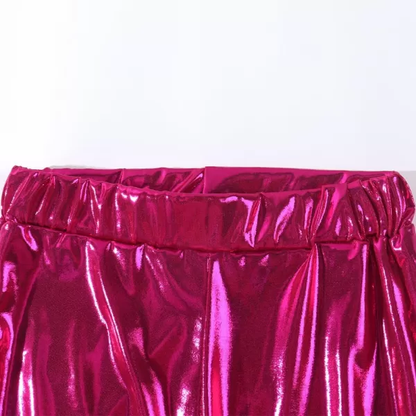 Noomelfish Girls Metallic Flare Leggings Pants Kids Yoga Disco Dance Bell Bottoms 512 YearsHot Pink