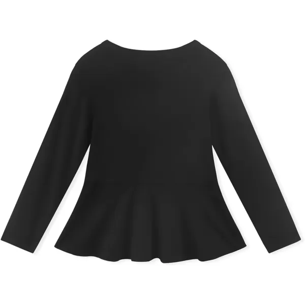 Noomelfish Girls Peplum Tunic Tops Cute Long Sleeve Shirts Blouses 512 YearsBlack