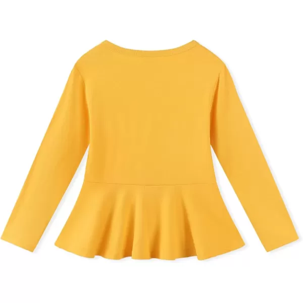 Noomelfish Girls Peplum Tunic Tops Cute Long Sleeve Shirts Blouses 512 YearsGlod Yellow