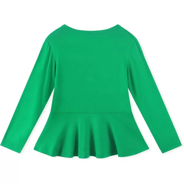 Noomelfish Girls Peplum Tunic Tops Cute Long Sleeve Shirts Blouses 512 YearsGreen