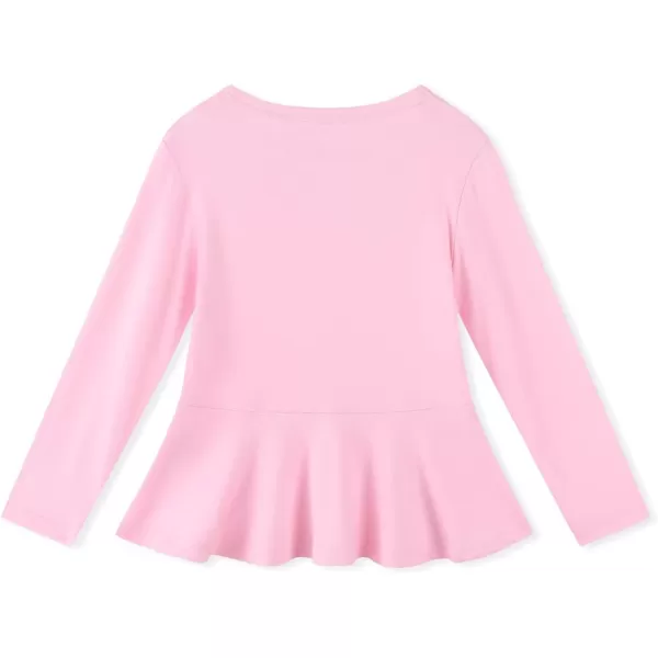 Noomelfish Girls Peplum Tunic Tops Cute Long Sleeve Shirts Blouses 512 YearsPink