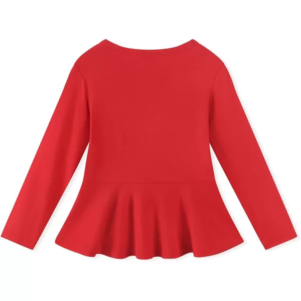 Noomelfish Girls Peplum Tunic Tops Cute Long Sleeve Shirts Blouses 512 YearsRed