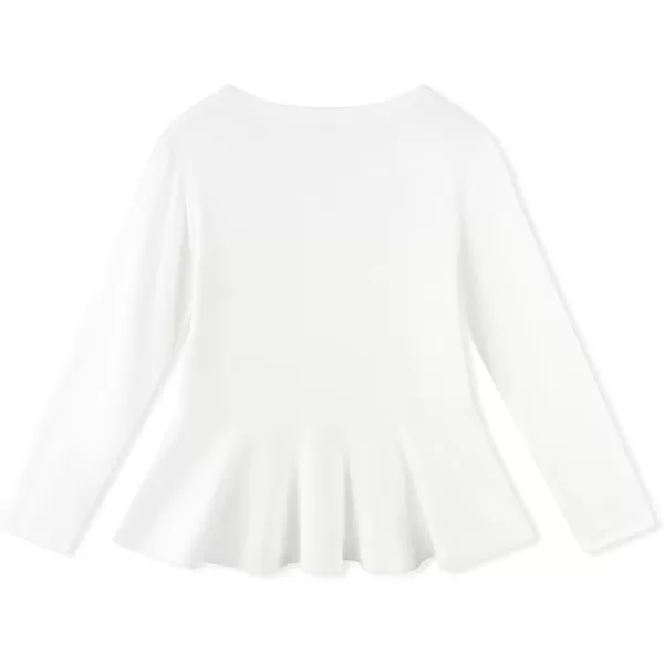 Noomelfish Girls Peplum Tunic Tops Cute Long Sleeve Shirts Blouses 512 YearsWhite