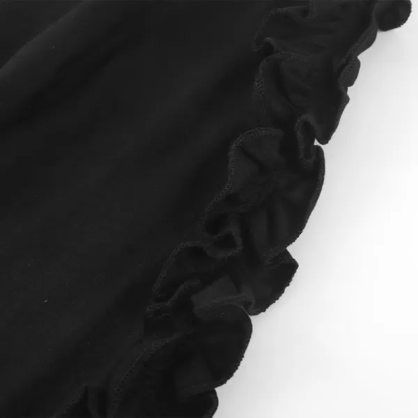 Noomelfish Girls Ruffle Long Sleeve TShirts Solid Color Tee Tops Blouse 512 YearsBlack