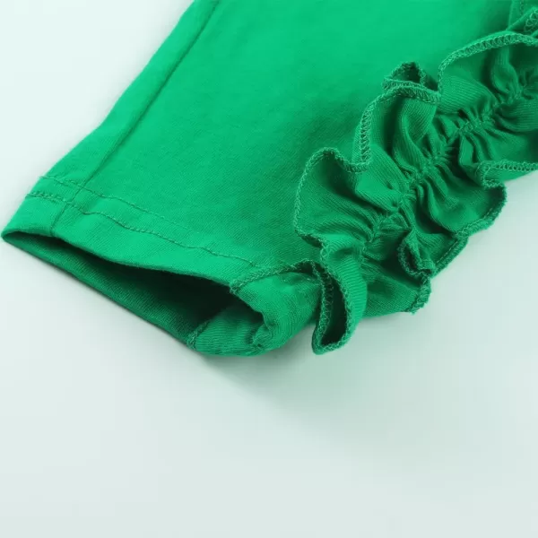 Noomelfish Girls Ruffle Long Sleeve TShirts Solid Color Tee Tops Blouse 512 YearsGreen