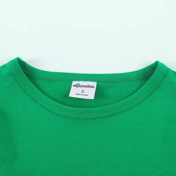 Noomelfish Girls Ruffle Long Sleeve TShirts Solid Color Tee Tops Blouse 512 YearsGreen