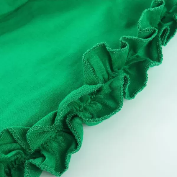 Noomelfish Girls Ruffle Long Sleeve TShirts Solid Color Tee Tops Blouse 512 YearsGreen