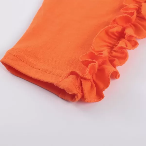 Noomelfish Girls Ruffle Long Sleeve TShirts Solid Color Tee Tops Blouse 512 YearsOrange