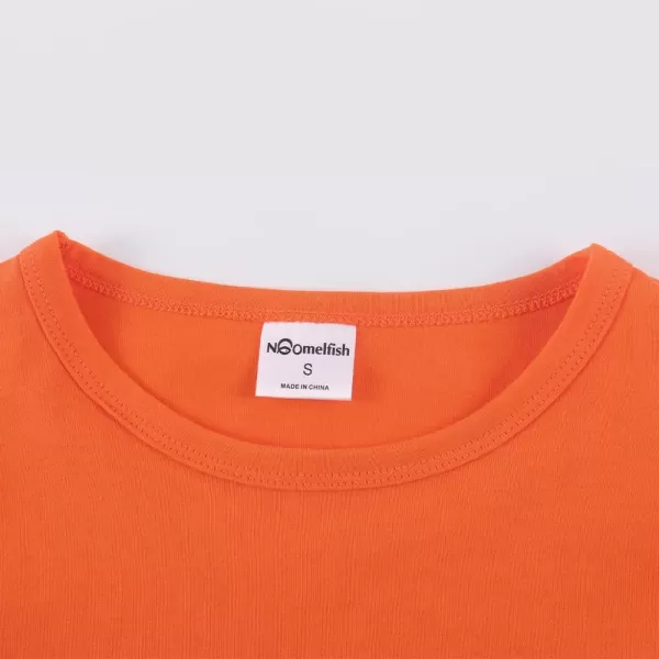 Noomelfish Girls Ruffle Long Sleeve TShirts Solid Color Tee Tops Blouse 512 YearsOrange