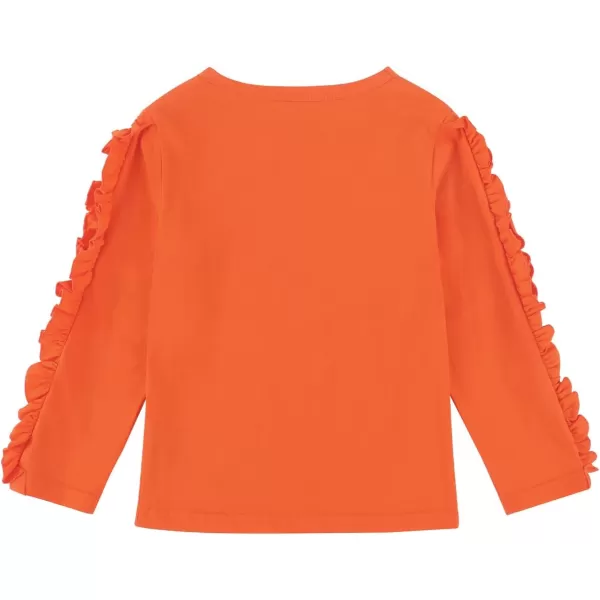 Noomelfish Girls Ruffle Long Sleeve TShirts Solid Color Tee Tops Blouse 512 YearsOrange
