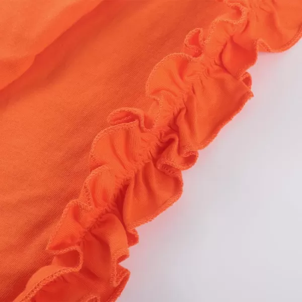 Noomelfish Girls Ruffle Long Sleeve TShirts Solid Color Tee Tops Blouse 512 YearsOrange